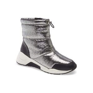 Linea Paolo Women's Gillie-L Winter Quilted Chunky Ankle Boots Silver 7.5 M NWB